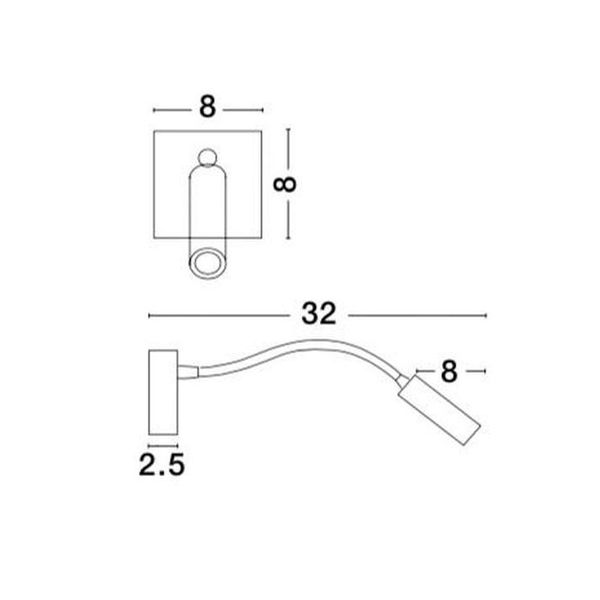 White Aluminium Adjustable Switch On/Off LED Samsung 3 Watt 190Lm 3000K IP20 L: 32 W: 8 H: 8 cm image 1