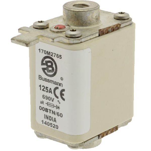 Fuse-link, high speed, 125 A, AC 690 V, size 00, 30 x 62 x 64 mm, aR, IEC, single indicator image 3