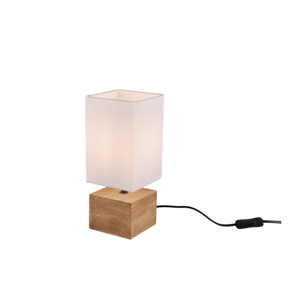 Woody table lamp 12 cm square E14 white/wood image 1