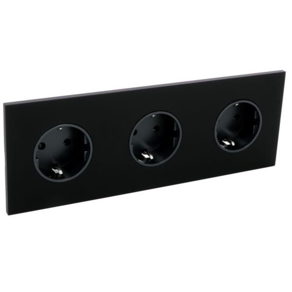 Art d'Arnould univers Epure triple standard schuko horizontal power socket 2P+E 16A 250V - Matt black image 1