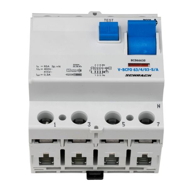 Residual current circuit breaker 63A, 4-p, 300mA,type S, A,V image 3