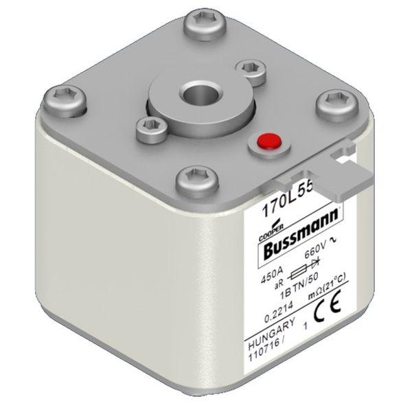 Fuse-link, high speed, 450 A, AC 660 V, Size 1, 53 x 53 x 51 mm, aR, IEC, single indicator image 2