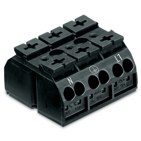 4-conductor chassis-mount terminal strip without ground contact N-PE-L image 2