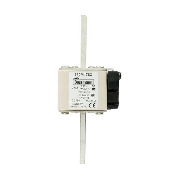 Fuse-link, high speed, 450 A, AC 690 V, size 1, 53 x 69 x 136 mm, aR, IEC, UL, single indicator image 10