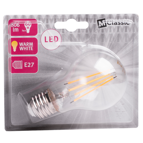 LED Bulb Filament E27 7W 2700K 806lm CL image 1