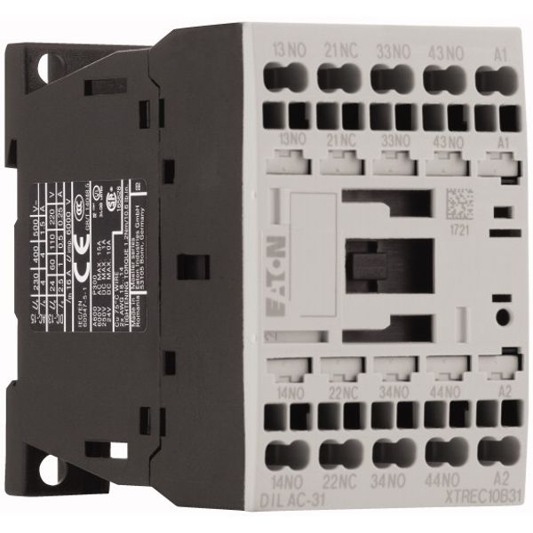 Contactor relay, 110 V 50 Hz, 120 V 60 Hz, 3 N/O, 1 NC, Spring-loaded terminals, AC operation image 4