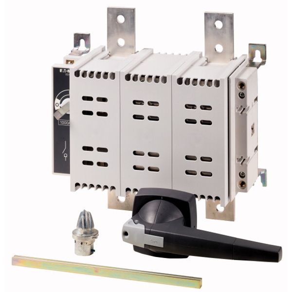 DC switch disconnector, 1000 A, 2 pole, 1 N/O, 1 N/C, with grey knob, rear mounting image 1