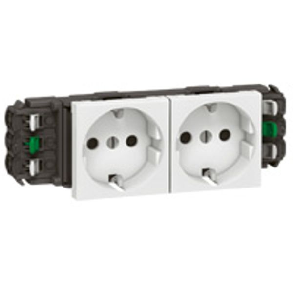 Socket Mosaic - 2 x 2P+E -for installation on trunking -automatic term -standard image 1