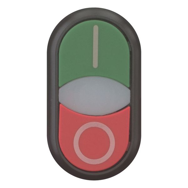 Double actuator pushbutton, RMQ-Titan, Actuators and indicator lights flush, momentary, White lens, green, red, inscribed, Bezel: black image 13