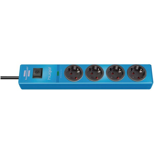 hugo! 19.500A extension socket with surge protection 4-way blue 2m H05VV-F 3G1.5 image 1