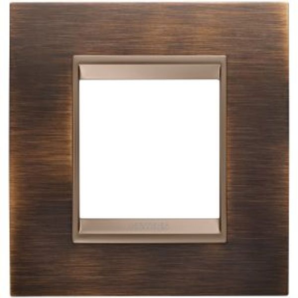 LUX INTERNATIONAL PLATE - IN METAL - 2 MODULES - ANTIQUE BRASS LAVY - INNER FRAME MATT DARK BRONZE - CHORUSMART image 1