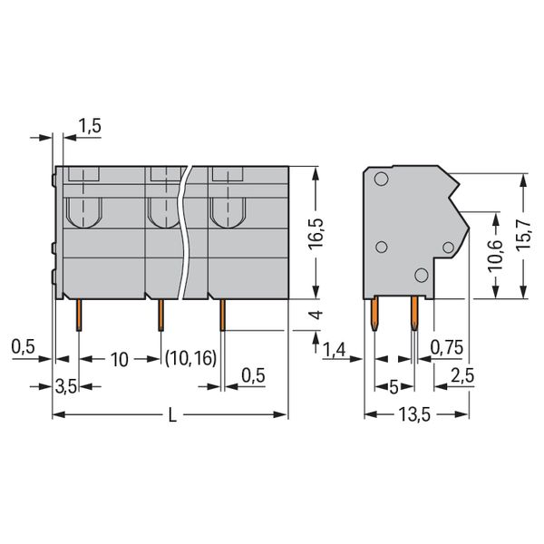 2-conductor PCB terminal block 0.75 mm² Pin spacing 10/10.16 mm gray image 6