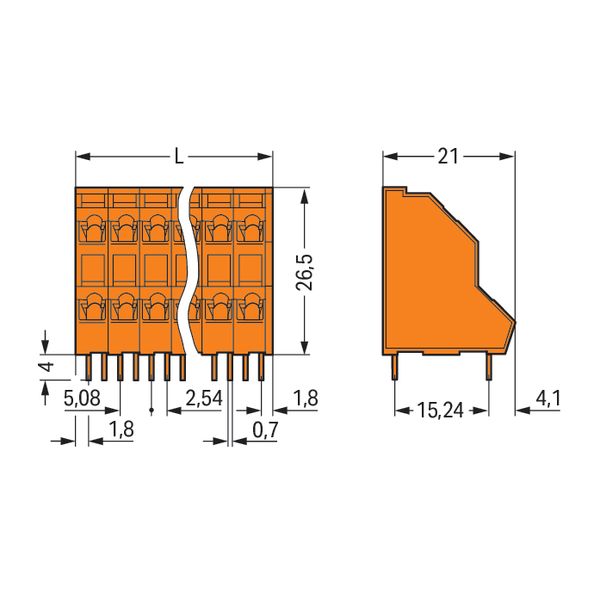 Double-deck PCB terminal block 2.5 mm² Pin spacing 5.08 mm orange image 7