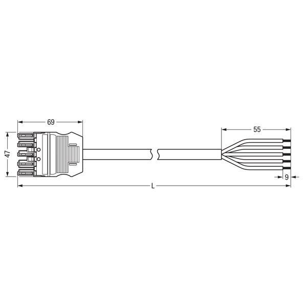 pre-assembled connecting cable Cca Socket/open-ended gray image 4
