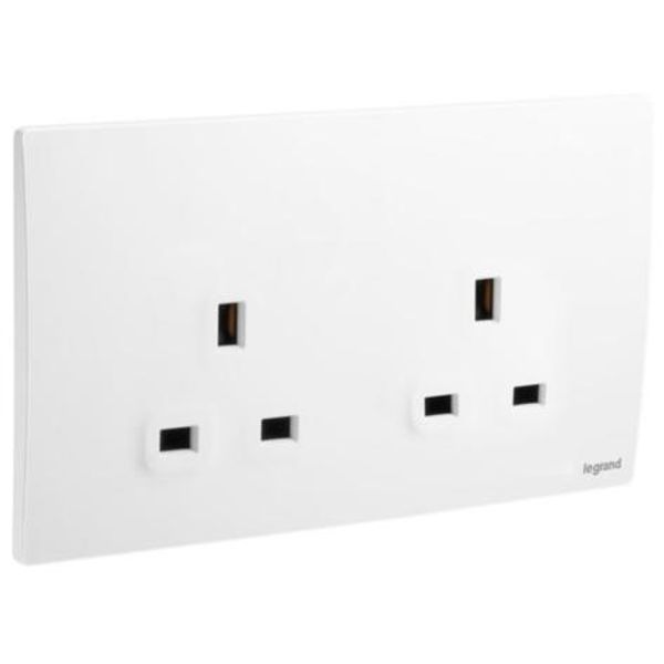 281112MW Mallia Senses 2 gang BS unswitched socket outlet - 13A image 1