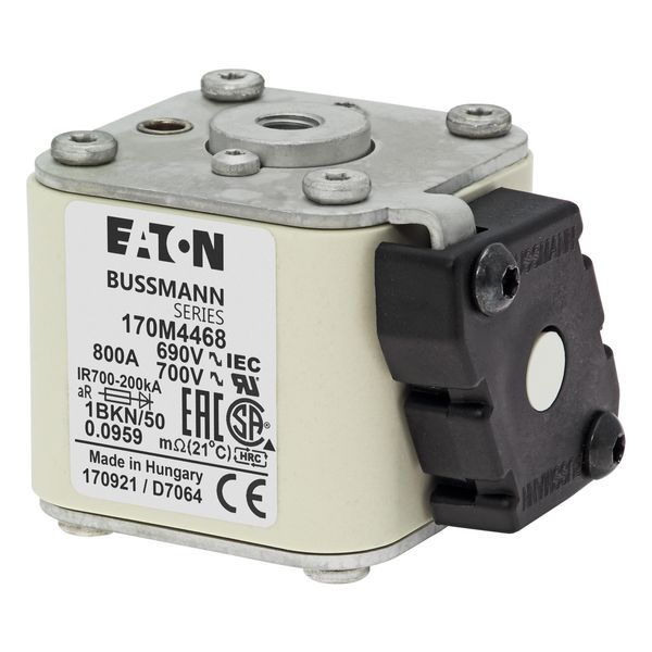 Fuse-link, high speed, 800 A, AC 690 V, size 1, 53 x 69 x 51 mm, aR, IEC, UL, type K indicator, flush end, M8 image 5