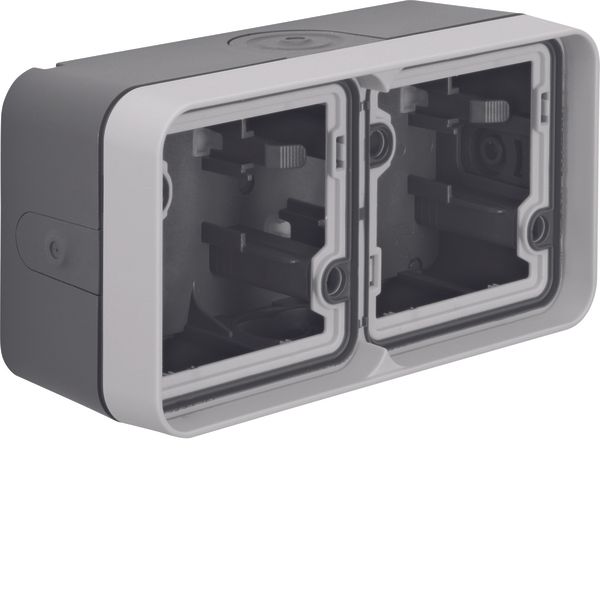 Surface-mounted lower casing 2gang hor., w. frame, 4 cable entries W.1 image 1