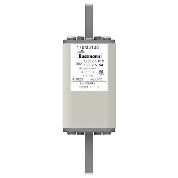 Fuse-link, high speed, 50 A, AC 1250 V, compact size 1, 45 x 45 x 138 mm, aR, DIN, IEC, single indicator image 1