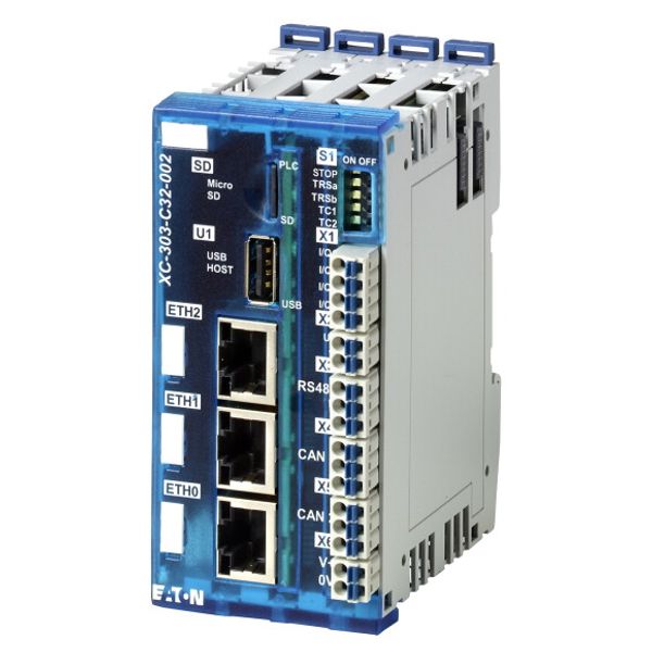 XC303 modular PLC, small PLC, programmable CODESYS 3, SD Slot, USB, 3x Ethernet, 2x CAN, RS485, four digital inputs/outputs image 3