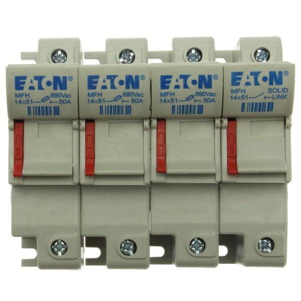 Fuse-holder, low voltage, 50 A, AC 690 V, 14 x 51 mm, 3P + neutral, IEC, with indicator image 2