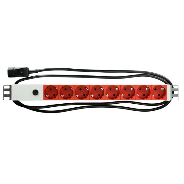 19" PDU for UPS, 8xSchuko Red, 2m-cable with C14 image 2