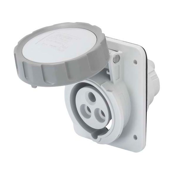 10° ANGLED FLUSH-MOUNTING SOCKET-OUTLET HP - IP66/IP67 - 2P+E 16A >50-250V d.c. - GREY - 3H - SCREW WIRING image 2