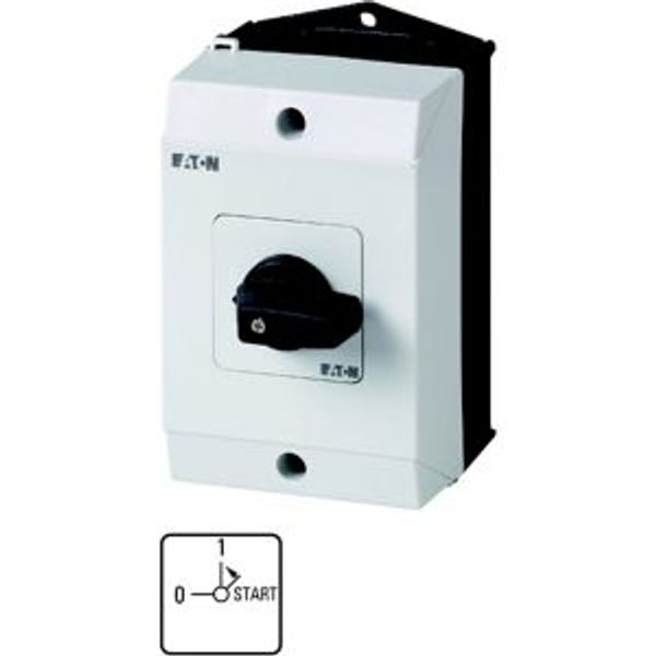 ON-OFF button, T0, 20 A, surface mounting, 1 contact unit(s), Contacts: 2, Spring-return in START position, 90 °, maintained, With 0 (Off) position, W image 4