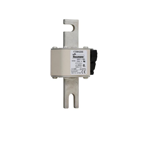 Fuse-link, high speed, 630 A, AC 690 V, DIN 1, 53 x 69 x 138 mm, aR, DIN, IEC, single indicator image 9