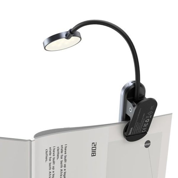 Baseus mini LED reading lamp with clip, 3W, 4000K, gray image 6