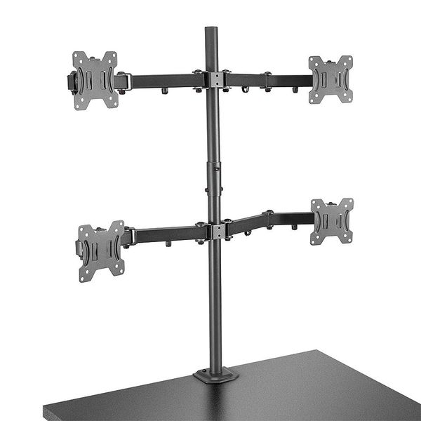 Quad Display Bracket w/ Pole & Desk Clamp Securely mount 4 desktop monitors to an office desk image 1