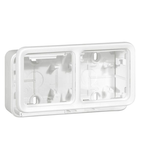 Box with glands Plexo IP55 antibact-2 gang-horiz mounting-modular-Artic white image 1
