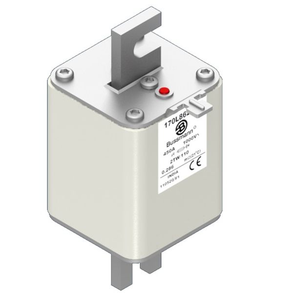 Fuse-link, high speed, 450 A, AC 2000 V, Size 2, 61 x 75 x 202 mm, aR, DIN, IEC, single indicator image 3