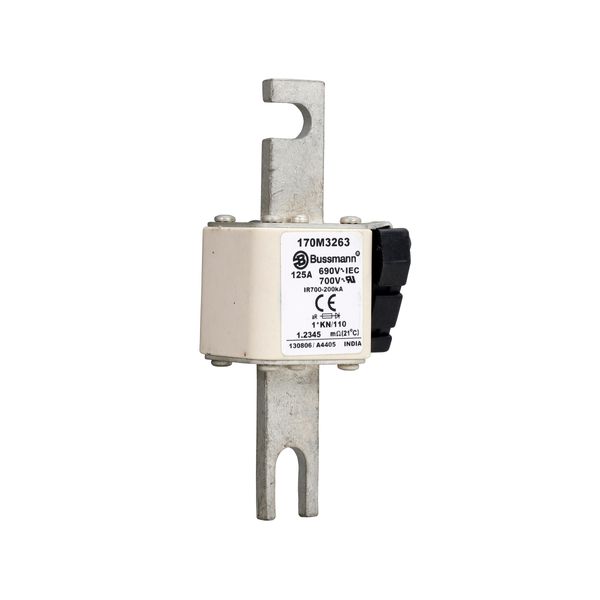 Fuse-link, high speed, 125 A, AC 690 V, compact DIN 1, 45 x 58 x 134 mm, aR, DIN, IEC, type K indicator, 110 mm centres image 13