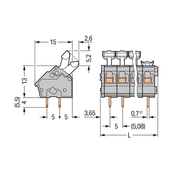 PCB terminal block push-button 2.5 mm² light gray image 2