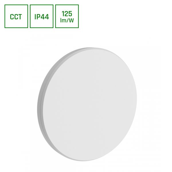 PIATTA 9W CCT 230V IP44 120x47MM WHITE ROUND FACADE LAMP image 1