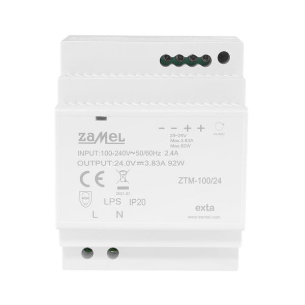 DIN RAIL POWER SUPPLY TH-35 (DIN) , 100W, 24V DC TYP: ZTM-100/24 image 1