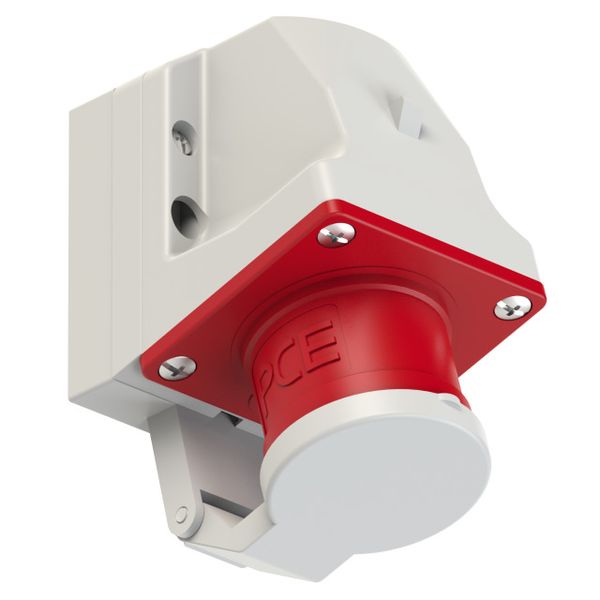 CEE-wall mounted plug 16A 4p 6h with lid image 1