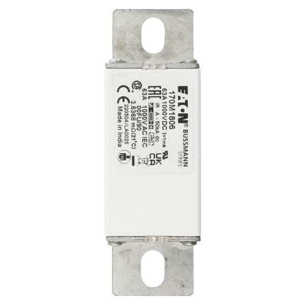 Fuse-link, high speed, 63 A, DC 1000 V, size 000, 24 x 36 x 115 mm, aR, IEC image 9