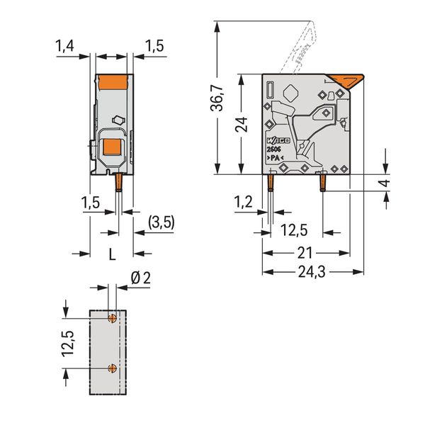 PCB terminal block lever 6 mm² black image 1