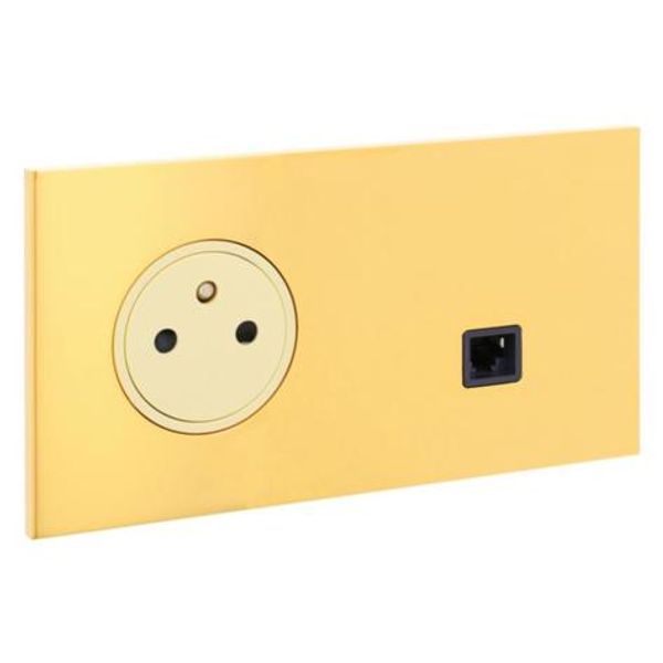 Art d'Arnould universe Epure 2P+E power socket and RJ45 socket - mirror gold image 1