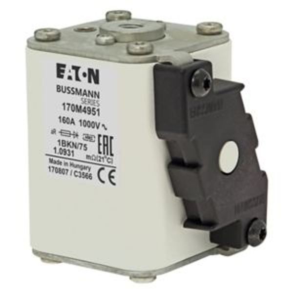 Fuse-link, high speed, 160 A, AC 1000 V, size 1, 52 x 69 x 74 mm, aR, IEC, UL, single indicator image 8