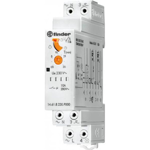 Elec.staircase timer 3 fun. 17,5mm.1NO 10A/AC, 230VAC, push in (14.61.8.230.P000) image 1