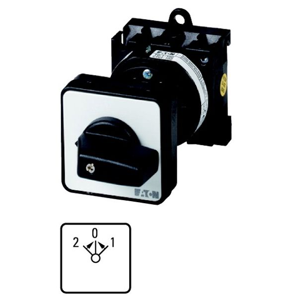 Universal control switches, T0, 20 A, rear mounting, 3 contact unit(s), Contacts: 6, Spring-return from positions 1 and 2, 45 °, momentary, 2>0 image 1