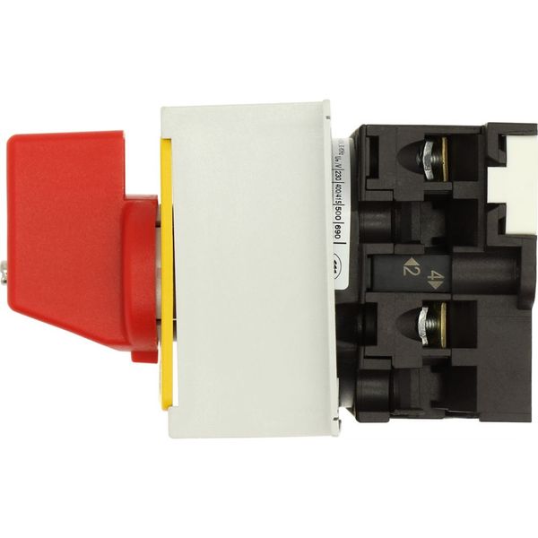 On-Off switch, T0, 20 A, service distribution board mounting, 1 contact unit(s), 2 pole, Emergency switching off function, with red thumb grip and yel image 33