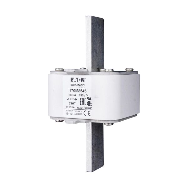 Fuse-link, high speed, 800 A, AC 690 V, size 3, 76 x 76 x 150 mm, aR, IEC, single indicator image 5