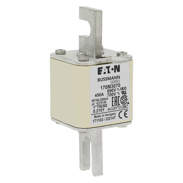 Fuse-link, high speed, 450 A, AC 690 V, compact DIN 1, 45 x 58 x 104 mm, aR, DIN, IEC, single indicator image 17