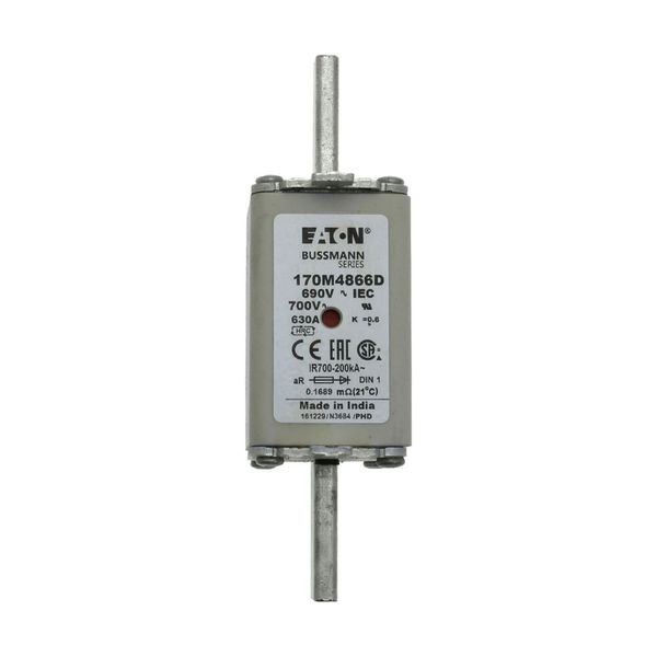 Fuse-link, high speed, 630 A, AC 690 V, DIN 1, aR, DIN, IEC, dual indicator, live gripping lugs image 6