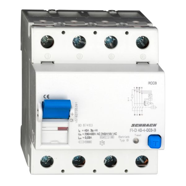Residual current circuit breaker 40A, 4-pole, 30mA, type Bfq image 1