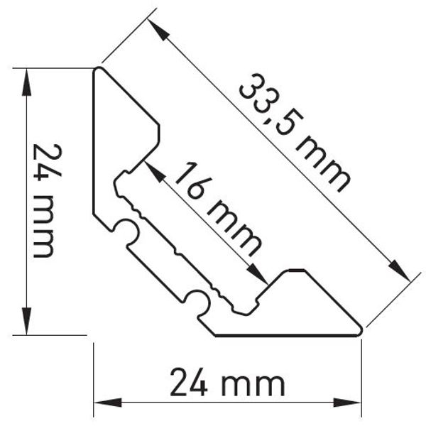 Aluminium profile LBE, L-2000mm W-25mm H-25mm image 2