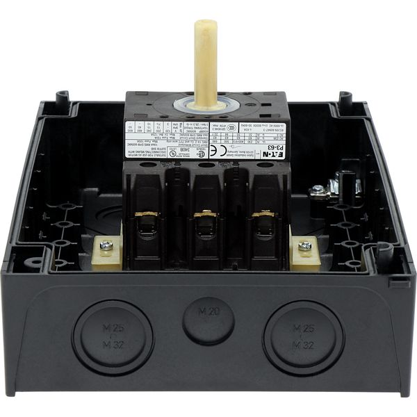 Main switch, P3, 63 A, surface mounting, 3 pole, STOP function, With black rotary handle and locking ring, Lockable in the 0 (Off) position image 19